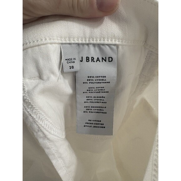 J Brand Alana High Rise Crop Skinny Jeans White Blue Piping Size 28 Photo Ready - Picture 6 of 6